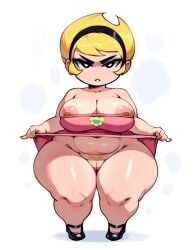 1girls ai_generated ass_bigger_than_head big_ass big_breasts big_butt brax_(artist) breasts_bigger_than_head chubby dress_lift hips lifted_dress mandy_(billy_and_mandy) pubic_hair shortstack showing_pussy smaller_female solo stable_diffusion the_grim_adventures_of_billy_and_mandy wide_hips