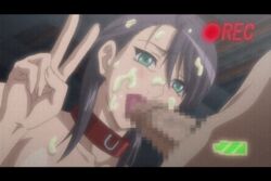 ahe_gao animated big_breasts censored cum cum_on_breasts cum_on_face facial gangbang large_breasts mosaic_censoring peace_sign recording rei_zero v