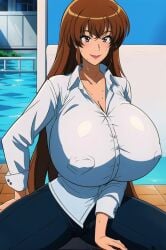 ai_generated big_ass big_breasts breast_expansion long_hair milf misaka_misuzu tktbro very_long_hair