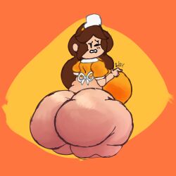 2024 bottomless bottomless_dress bottomless_female chubby_female clothing earthbound earthbound_(series) giant_breasts gigantic_ass human_only hyper_ass looking_at_viewer monstorlilly mother_(series) mother_3 simple_background tessie_(mother_3)