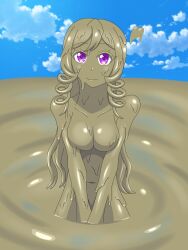 breasts completely_covered_in_mud covered_in_mud dirty dirty_girl female female_only monster_strike mud muddy naked napoleon_(monster_strike) nude slowly_(artist) solo weird