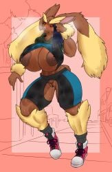 2024 anthro anthro_only areola arm_tuft athletic_wear big_breasts biped blush bodily_fluids bottomwear breasts brown_areola brown_body brown_fur brown_nipples chorsinnell39 clothing digital_media_(artwork) female female_anthro footwear fur generation_4_pokemon genital_fluids genitals gym_bottomwear gym_shorts hi_res huge_breasts huge_ears inner_boob jogging jogging_outfit long_ears looking_at_viewer lopunny multicolored_body multicolored_fur nintendo nipples outside pink_inner_ear pink_nose pokemon pokemon_(species) pussy shoes shorts socks solo sweat sweaty_breasts sweaty_genitalia sweaty_pussy tan_body tan_fur tuft two_tone_body two_tone_fur vaginal_fluids wiping_sweat wrist_tuft