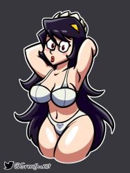 1girls ass big_breasts blush filia_(skullgirls) green_jacket_(artist) skullgirls underwear