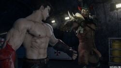 3d 3d_model abs balls bandai_namco bara biceps big_balls big_penis crossover dantejackal gay jin_kazama kazama_jin male male/male male_nipples male_only mortal_kombat mortal_kombat_11 muscular_male netherrealm_studios nipples nude pecs penis shao_kahn tekken