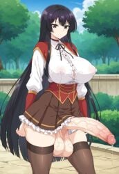 ai_generated akuyaku_reijou_level_99 black_hair futa_only futanari huge_balls huge_cock solo_futa yumiella_dolkness