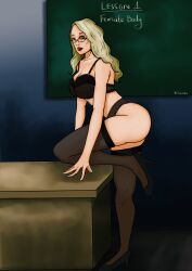 blonde_female bra classroom exposed lace lilassiaboi mature_female milf mother panties teacher undies