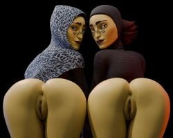 2girls 3d ass atlysio-3d barriss_offee big_ass blender from_behind highres mirialan pussy star_wars