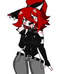 asking_for_sex black_eyes black_shirt black_top black_topwear blush blush female huff jeans oc open_mouth original original_character red_hair roblox roblox_avatar roblox_game robloxian tongue tongue_out valenz15 white_background white_skin