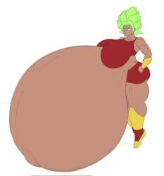 1girls dragon_ball dragon_ball_super female hyper_breasts hyper_pregnancy kale muscular muscular_female pregnant secca_(artist)