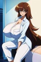 ai_generated big_ass big_breasts breast_expansion long_hair milf misaka_misuzu tktbro very_long_hair