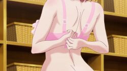 animated animated ass big_ass bra breasts butt_crack female miyazaki_chisaki orange_hair panties pink_panties solo underwear undressing yuragisou_no_yuuna-san