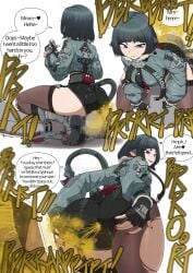 1boy 1girls alternate_version_available ass big_ass black_hair blue_eyes cow_ears cow_girl crush crushing denim_shorts english_text facesitting fart fart_cloud fart_fetish farting farting_in_face farting_on_another farting_on_face fat_ass female gasbox hands_on_ass jane_doe_(zenless_zone_zero) jean_shorts jiggling_ass male micro mini_person shrinking simple_background size_transformation stuck stuck_in_ass sweat sweaty thick_ass thick_thighs trembling zenless_zone_zero