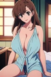 aged_up ai_generated big_ass big_breasts breast_expansion long_hair misaka_mikoto off_model poor_quality tktbro very_long_hair