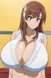 aged_up ai_generated big_ass big_breasts breast_expansion long_hair milf misaka_mikoto off_model poor_quality tktbro very_long_hair