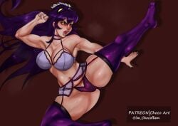 ass belly big_breasts chocoflan filia_(skullgirls) muscular skullgirls spread_legs