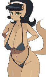 black_hair breasts female female_only furry green_eyes kitty_katswell looking_at_viewer solo t.u.f.f._puppy y_agc yuta_agc