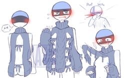 1boy 1girls ass blush bow bows breasts clothing countryhumans countryhumans_girl crying crying_with_eyes_open estonia estonia_(countryhumans) female finland finland_(countryhumans) flat_chest hand_on_nose no_bra no_panties no_underwear nosebleed sweater torn_clothes virgin_killer_sweater