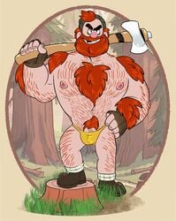 bara beard bulge disney disney_channel gravity_falls hairy human jjst0nead lumberjack male male_only manly_dan muscles penis pubes solo solo_male underwear