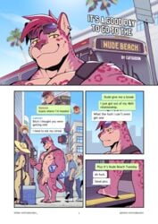 2020 anthro bus canid canine catsudon comic detailed_background distracted_boyfriend english_text eyewear felid feline female gay group hair jaguar looking_at_viewer looking_back male male_focus mammal meme muscular muscular_male nipples nude pantherine pecs penis public_transportation red_hair sunglasses text towel uncut vehicle yaoi