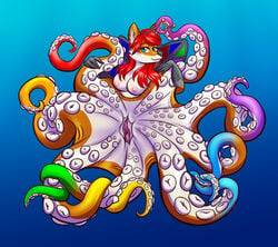 alynna antennae_(anatomy) anthro breasts canid canine cephalopod coleoid fairy female fox hi_res invalid_tag lepidopteran_wings mammal marine mollusk octopodiform papayamist pussy rainbow scylla suckers tentacle wings