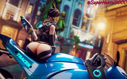 1girls 3d areolae ass ass_cutout assless_chaps big_ass breasts female female_only goggles huge_ass looking_at_viewer looking_back motorcycle nipples orange-tinted_eyewear overwatch presenting_ass rose_tracer seductive_smile smirk solo superhentaimaster9000 tinted_eyewear tracer visor wallpaper yellow-tinted_eyewear