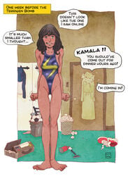 1girls 2016 awkward cameltoe clothing dark_skin dialogue female female_only highleg_leotard kamala_khan leotard marvel marvel_comics ms._marvel ms._marvel_(kamala_khan) oca pubic_stubble pussy_stubble solo speech_bubble teen teenage_girl teenager undersized_clothes