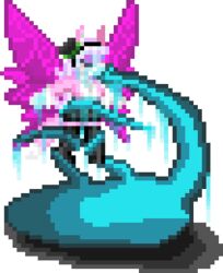 black_boots black_skirt breasts canine closed_eyes crystal dipstick_tail female headband kissing mariah_veiethe nipples no_humans purple_hair rape restrained sapphirecoyote slime starbound tentacle tentacle_rape wings wolf