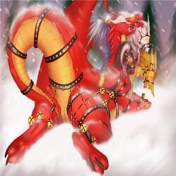 1:1 anus better_version_at_source breasts dragon dungeons_and_dragons female feral genitals hi_res multi_head pussy scalie snow solo staffkira2891 tiamat_(dnd) tree