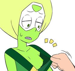 assisted_exposure breasts color female gnome-no nipples peridot_(steven_universe) small_breasts steven_universe unseen_male_face