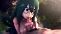 1boy 1girls 1male 3d animated areola areolae breasts erection female frog_girl greatm8 green_hair long_hair long_tongue looking_at_partner male male_pubic_hair my_hero_academia nipples oral oral_sex pale-skinned_female pale-skinned_male pale_skin penis pubic_hair sex shorter_than_10_seconds sound source_filmmaker straight tongue tongue_around_penis tongue_out tonguejob tsuyu_asui video