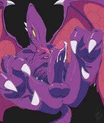 alien anus balls claws dragon erection feet foreskin genitals hi_res licking looking_at_viewer male male_only meatshaq metroid nintendo presenting ridley scalie sharp_teeth solo talons teeth toes tongue tongue_out video_games wings