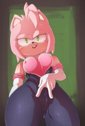 2020 5_fingers alternate_breast_size alternate_costume amy_rose amy_the_bat anthro armwear being_watched blush bodysuit breasts cameltoe clitoris clitoris_bulge clitoris_through_clothes clothing elbow_gloves erect_clitoris eulipotyphlan female fingers fur genitals gloves green_eyes hair hedgehog hi_res kektails legwear looking_at_another looking_at_viewer mammal open_mouth pink_body pink_fur pink_hair png presenting pussy rouge_the_bat_(cosplay) sega short_hair signature smile solo sonic_(series) sonic_the_hedgehog_(series) spreading tight_clothing tongue video_games