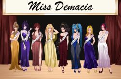 6+girls 8girls aqua_hair areolae bilgewater_series blue_hair corsair_quinn dress fiora_laurent ironscale_shyvana kayle league_of_legends legacy_series long_hair long_twintails luxanna_crownguard morgana multiple_girls open_toe_shoes riot_games ruricchi shyvana sona_buvelle take_your_pick twintails vayne