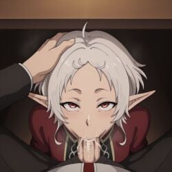 ai_generated blowjob cum_in_mouth drooling mushoku_tensei mushoku_tensei:_isekai_ittara_honki_dasu sylphiette_(mushoku_tensei)