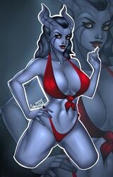 blue_skin cybraxhell demon demon_girl dota dota_2 horns queen_of_pain succubus