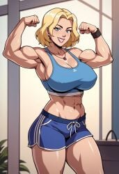 1girls ai_generated big_breasts big_breasts blonde_hair bracelet breasts breasts cleavage creature_commandos dc_comics female female female_focus female_only fit flexing flexing_arms flexing_bicep flexing_both_biceps flexing_muscles huge_boobs huge_breasts ilana_rostovic large_boobs large_breasts looking_at_viewer muscular muscular_arms necklace pose posing_for_the_viewer short_hair short_shorts shorts solo solo_female solo_focus sports_bra workout_clothes zupern0va_(manipper)