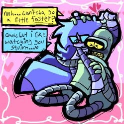 1boy 1male ambiguous_gender antenna antennae antennae_(anatomy) begging begging_for_more bender_bending_rodriguez blush cliveisawesome223 cuddling dialogue edging english english_text futurama glasses hugging loving_couple male malesub ms_paint mspaint no_penetration objectophilia objectum oc oc_x_canon orgasm_denial robophilia robot robot_boy robot_on_robot robot_only self_upload submissive submissive_male sweating teasing text text_bubble yumeshipping