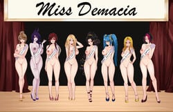 6+girls 8girls aqua_hair bilgewater_series blue_hair corsair_quinn fiora_laurent ironscale_shyvana kayle league_of_legends legacy_series long_hair long_twintails luxanna_crownguard morgana multiple_girls naked nipples nude nude_female open_toe_shoes pussy riot_games ruricchi shyvana sona_buvelle twintails vayne