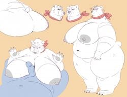 anthro ass bernice_(seldom) big_breasts big_butt breasts female genitals huge_breasts huge_butt male mammal nipples nude overweight overweight_female paizuri polar_bear pussy seldom sex simple_background thick_thighs titjob ursid ursine wide_hips