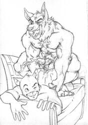 2boys 4_toes 5_fingers anal anal_penetration anal_sex blacksad buste_smirnov butt ejaculation fur furryrevolution john_blacksad kneeling looking_at_another looking_back lying lying_on_stomach male male/male male_only monochrome muscles muscular muscular_male nipples nude nude_male open_mouth prick_ears smile smiling sofa toe_claws toes traditional_media_(artwork) wink