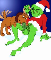 2boys antlers balls bestiality christmas dog dr_seuss fellatio gay gay_sex grinch how_the_grinch_stole_christmas interspecies lilglenndoggy male male_only max_(the_grinch) nude nudity oral penis pubic_hair santa_costume santa_hat sex snow sucking_penis tail_wagging veiny_penis zoophilia