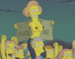 breasts clothes color edna_krabappel female human male mole multiple_females multiple_males night nipples outdoors seymour_skinner shoulder_ride tagme the_simpsons