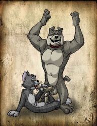 2boys arms_up balls circumcised erection fellatio furry furry_only gay k-9 male male_only oral oral_sex penis spike_bulldog tom_and_jerry tom_cat tongue yaoi