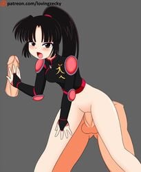 black_hair bottomless faceless_male handjob inuyasha lovingzecky no_panties ponytail sango vaginal_penetration