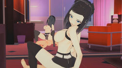 1boy 1girls big_breasts black_hair blue_eyes breasts dark_hair ergo_proxy female female gloves mirror on_top pantyhose re-l_mayer room sex