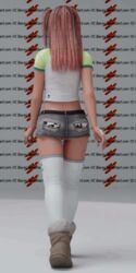 1girls 3d animated ass beltskirt blender blender_(software) boots brown_boots dead_or_alive dead_or_alive_5 denim_skirt deviantart_username facing_away honoka_(doa) jean_skirt legwear long_hair microskirt miniskirt nylons ocbacon panties pink_hair pink_panties shaking_butt shoes skirt solo thighhighs thighs upskirt walk_cycle walking watermark white_legwear