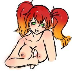 abby_(fnafhs) big_breasts fhs fhsz3r0 fnafhs fnafhs_z3ro green_eyes masturbation orange_hair red_hair