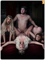 1boy 3girls 4some a_song_of_ice_and_fire cersei_lannister daenerys_targaryen daniel_portman emilia_clarke female fingering fingering_partner foursome game_of_thrones heartbreakeh lena_headey light-skinned_female long_hair male missionary_position multiple_girls muscular_male older_female orgy pleasure_face podrick_payne realistic royalty sansa_stark sophie_turner straight vaginal_penetration younger_male