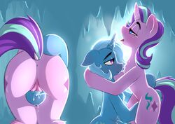 absurdres anon_1515 bodily_fluids equid female feral friendship_is_magic genital_fluids genitals highres horn mammal my_little_pony pussy pussy_juice starlight_glimmer trixie_(mlp) unicorn vaginal_penetration yuri