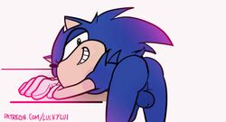 2019 animated anthro ass backsack balls bent_over blue_balls blue_body blue_fur blue_penis butt_focus clothing eulipotyphlan fur genitals gloves green_eyes grin half-closed_eyes handwear hedgehog inviting looking_at_viewer luckylui male male_only mammal mostly_nude narrowed_eyes penis seductive shaking_butt simple_background smile solo sonic_(series) sonic_the_hedgehog sonic_the_hedgehog_(series) swinging_penis teasing teeth text url white_background